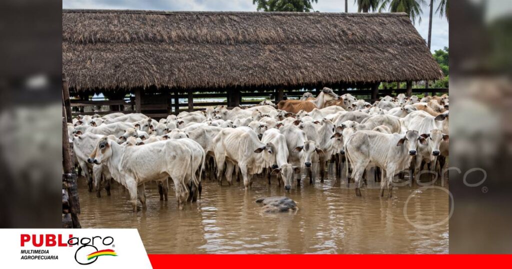 FOTO NOTAS WEB (2) Después de una fuerte lluvia el ganado quedó bajo el agua/ Foto: Publiagro