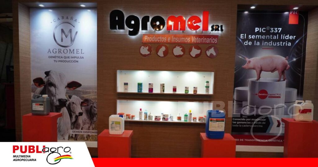 Stand de Agromel con todo su portafolio expuesto en Expocruz 2026 | Foto: Publiagro