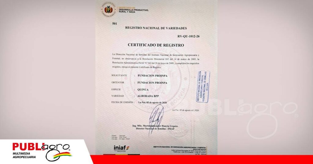 Certificación de lniaf/ Foto: Proimpa